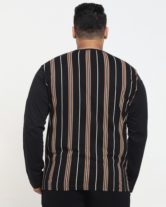 Shop Killer Brown Plus Size Stripe T-shirt-Design