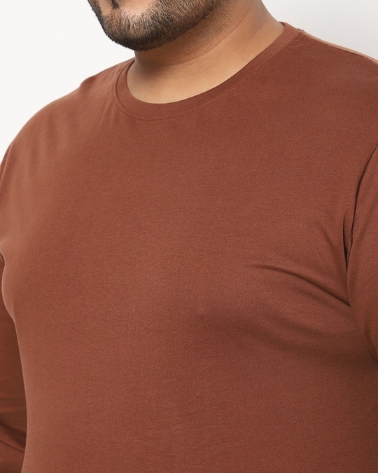 Shop Men's Killer Brown Plus Size Full Sleeve T-shirt