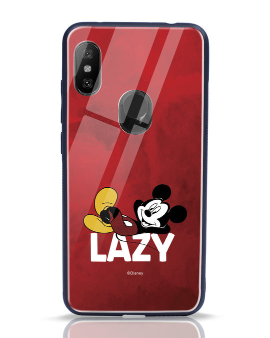 Shop Lazy Mickey Xiaomi Redmi Note 6 Pro Glass Mobile Cover-Front