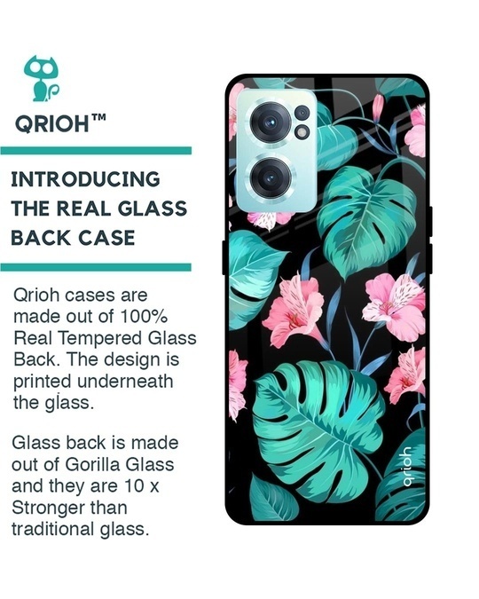 Shop Leaves & Flowers Printed Premium Glass Cover for OnePlus Nord CE 2 5G (Shock Proof, Lightweight)-Back