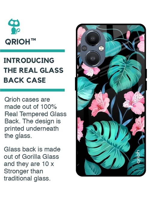Shop Leaves & Flowers Printed Premium Glass Cover For OnePlus Nord N20 (Shockproof, Light Weight)-Design