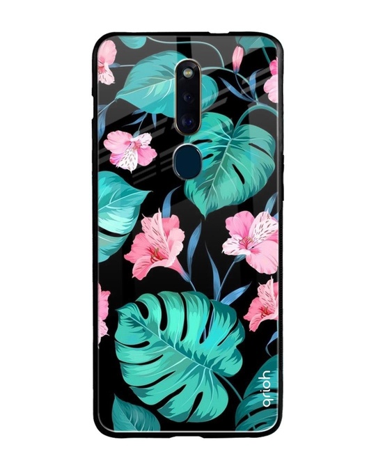 Shop Leaves & Flowers Printed Premium Glass Cover for Oppo F11 Pro (Shock Proof, Lightweight)-Front