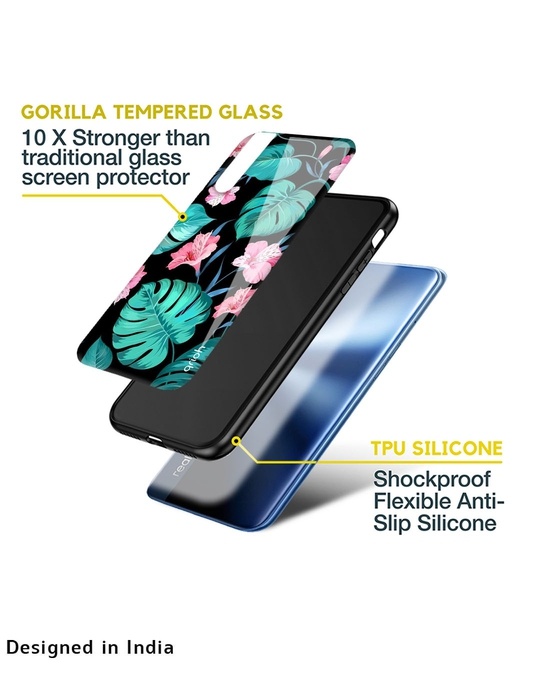 Shop Leaves & Flowers Printed Premium Glass Cover For Realme 9 Pro Plus (Shockproof, Light Weight)-Design