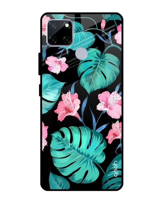 Shop Leaves & Flowers Printed Premium Glass Cover for Realme C12 (Shock Proof, Lightweight)-Front