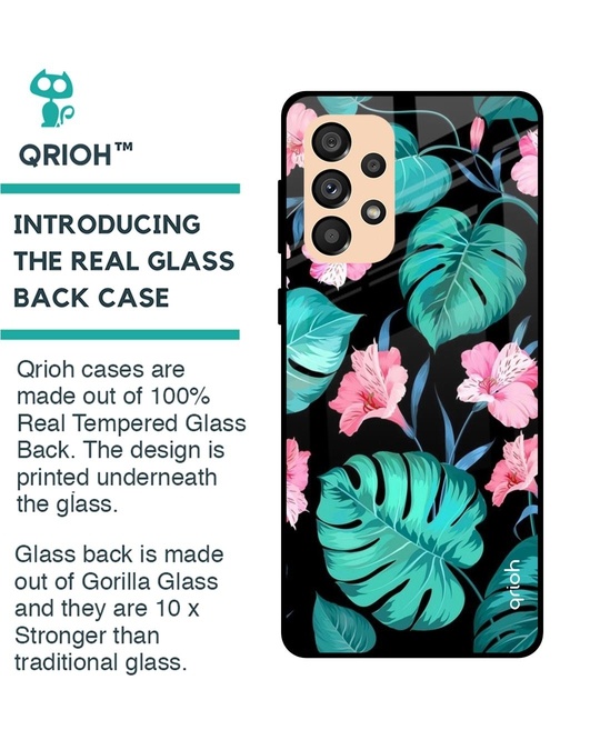 Shop Leaves & Flowers Printed Premium Glass Cover for Samsung Galaxy A33 5G (Shock Proof, Light Weight)-Back