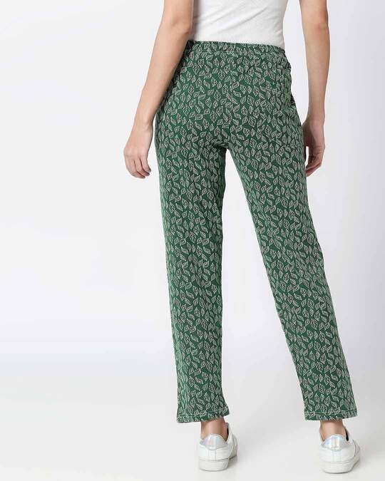 Shop Leaves Pattern Green Knitted Pyjamas-Design