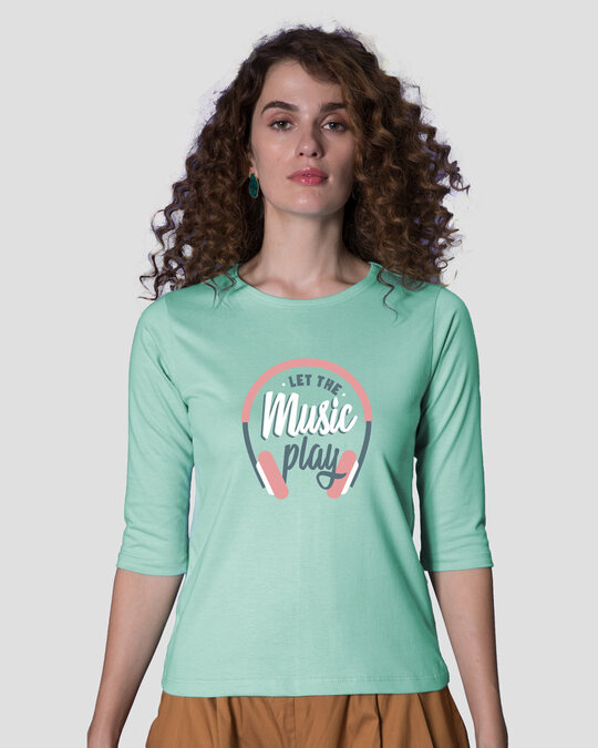 Shop Let It Play Headphones Round Neck 3/4th Sleeve T-Shirt-Front