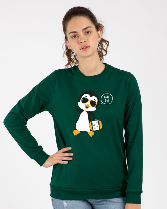 Shop Let's Go Penguin Fleece Light Sweatshirt-Front
