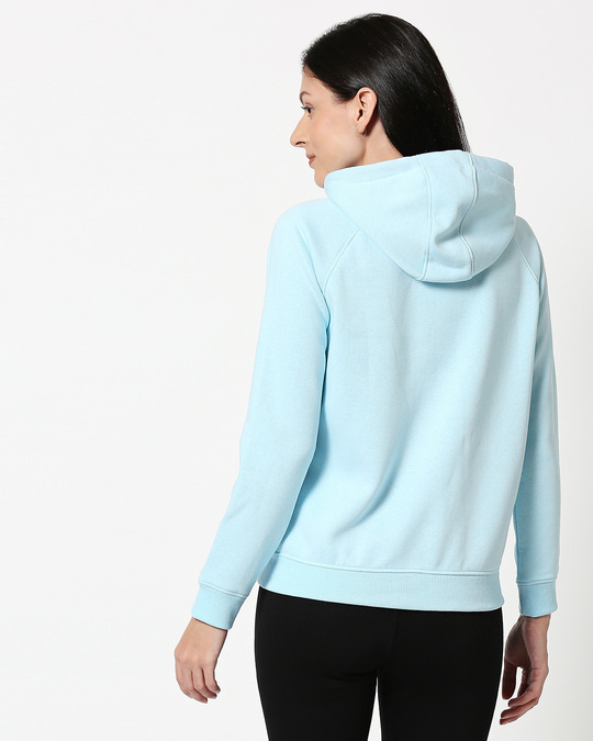 Light Blue Melange Zipper Hoodie