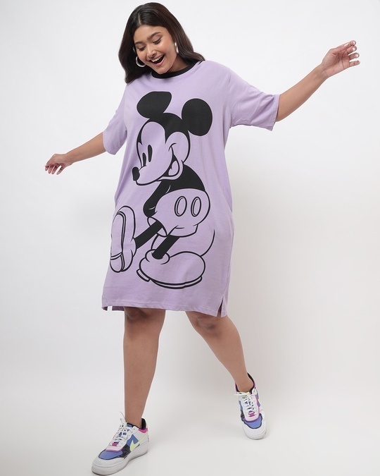 Shop Women's Lilac Plus Size T-shirt Dress-Full