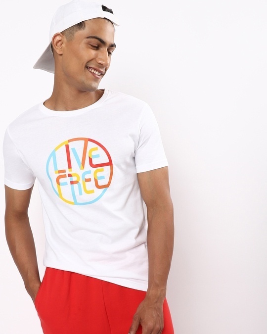 Shop Live Free Colorful Half Sleeve T-Shirt-Front
