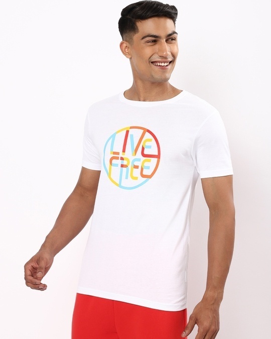 Shop Live Free Colorful Half Sleeve T-Shirt-Back