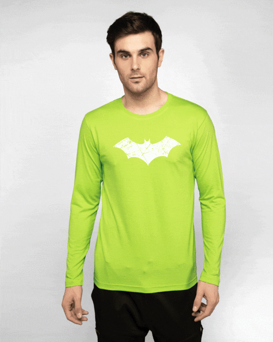 Shop Logo Batman Glow In Dark Full Sleeve T-Shirt (BML)-Front