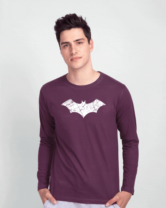 Shop Logo Batman Glow In Dark Full Sleeve T-Shirt-Front