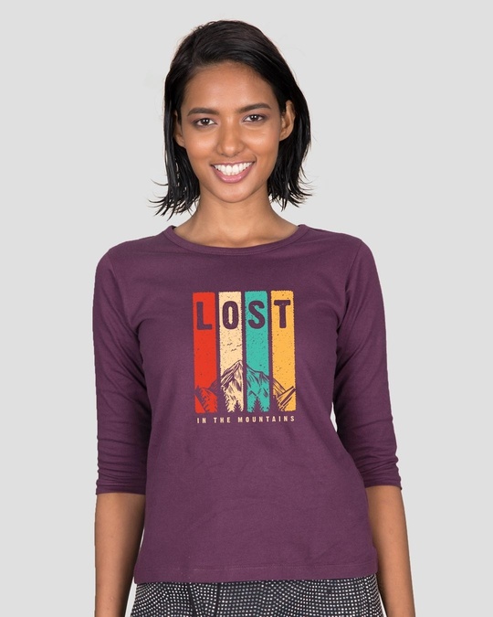 Shop Lost Mountains Round Neck 3/4th Sleeve T-Shirt-Front