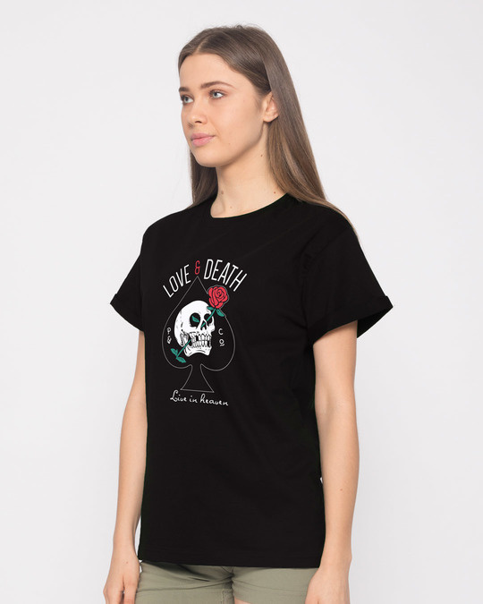 Shop Love And Death Boyfriend T-Shirt-Back