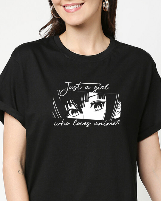 Buy Loves Anime Boyfriend T-Shirt Black for Women black Online at Bewakoof