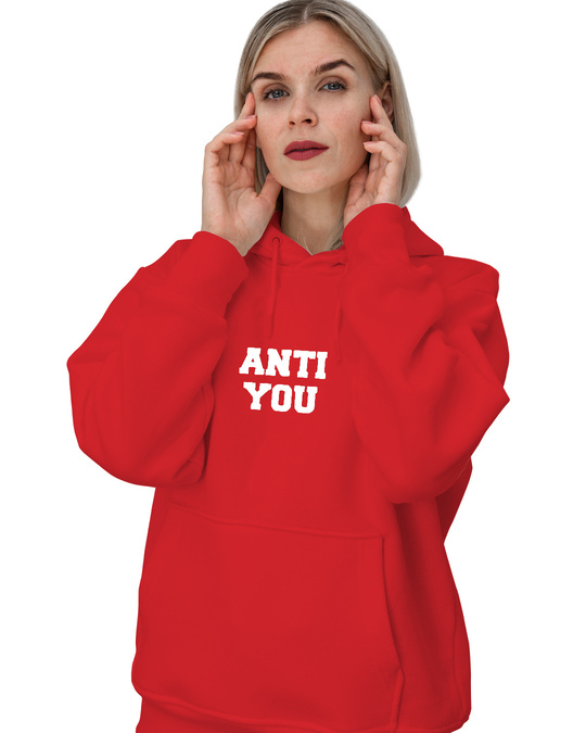 Shop Women's Red Anti You Hoodie Sweatshirt-Front