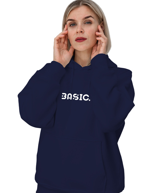 Shop Women's Blue Basic Hoodie Sweatshirt-Front