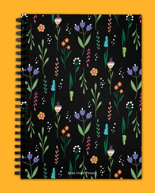 Shop Multicolor Black Floral Notepad-Front