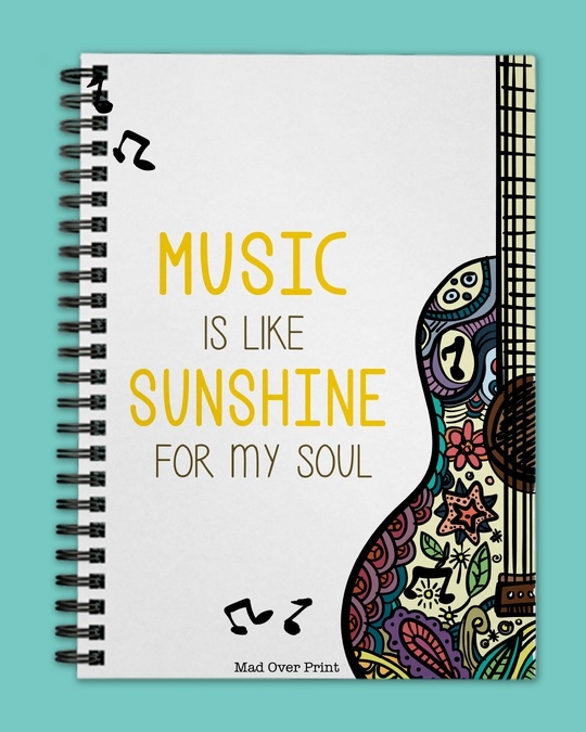 Shop Grey Music Is Like Sunshine  Notepad-Front