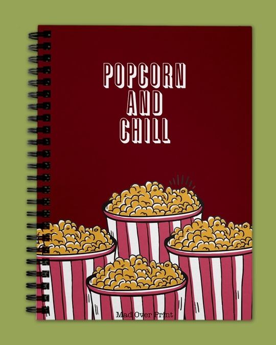 Shop Maroon Popcorn And Chill Notepad-Front