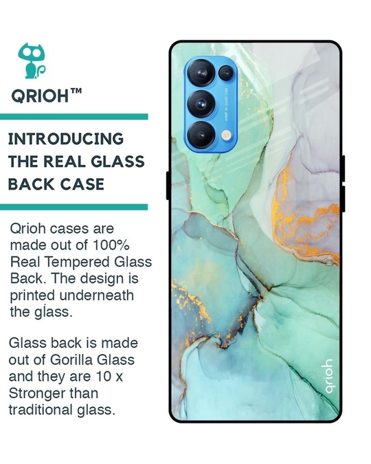 Shop Marble Printed Premium Glass Cover for Oppo Reno 5 Pro (Shock Proof, Lightweight)-Back