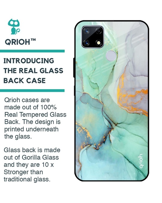 Shop Marble Printed Premium Glass Cover for Realme C25 (Shock Proof, Lightweight)-Back