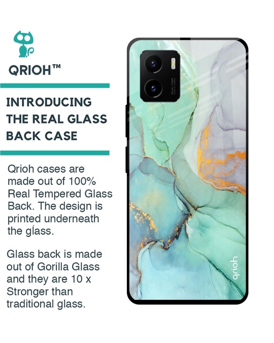 Shop Marble Printed Premium Glass Cover for Vivo Y15s (Shockproof, Light Weight)-Back