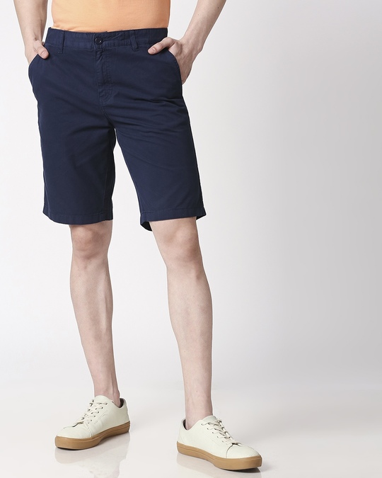 Marine Blue Plain Shorts