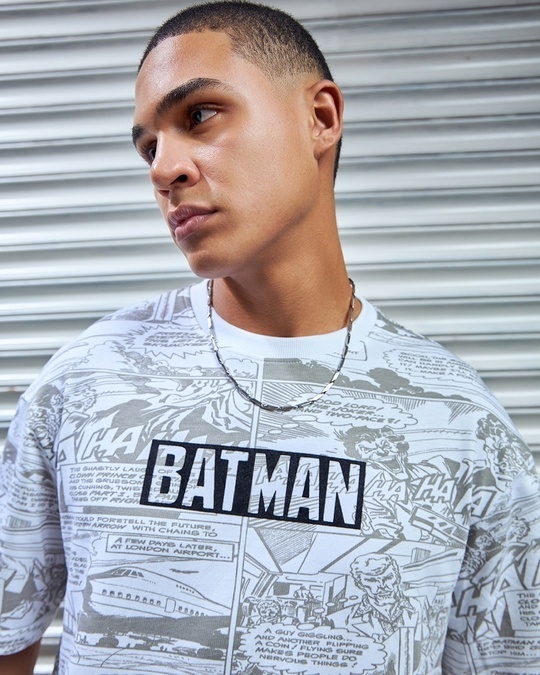 Buy Mens White Batman All Over Printed Oversized T Shirt Online At Bewakoof