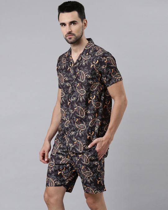 Buy Men Black All Over Printed Co Ord Set Online In India At Bewakoof 7236