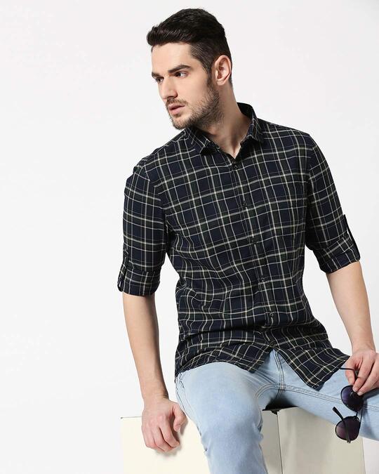 mens slim fit check shirt