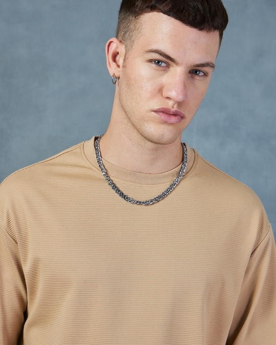 Buy Men's Brown Textured Oversized T-shirt Online at Bewakoof