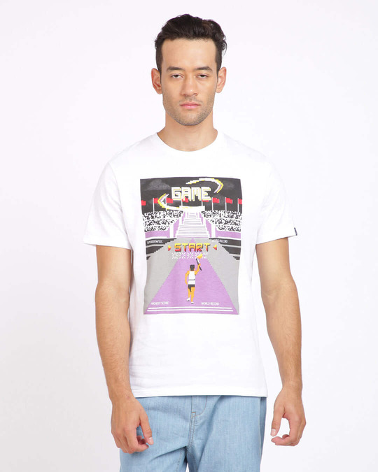 Shop Men's White Graphic Print Round Neck T-shirt-Front