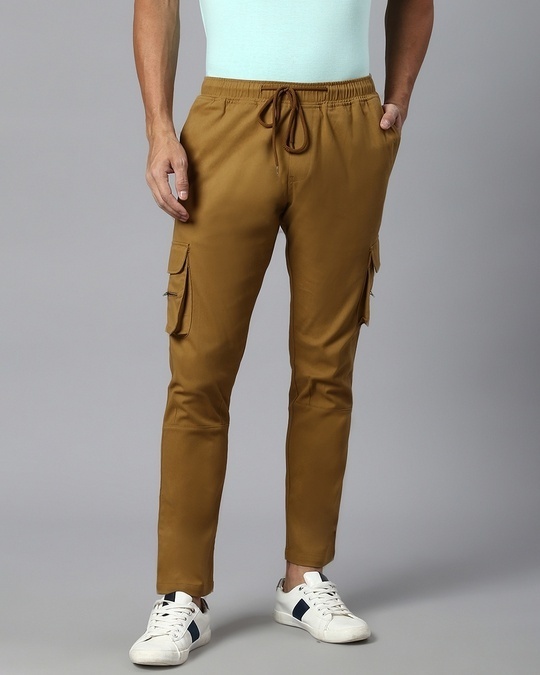 Mens Beige Cargo Trousers | Justyouroutfit