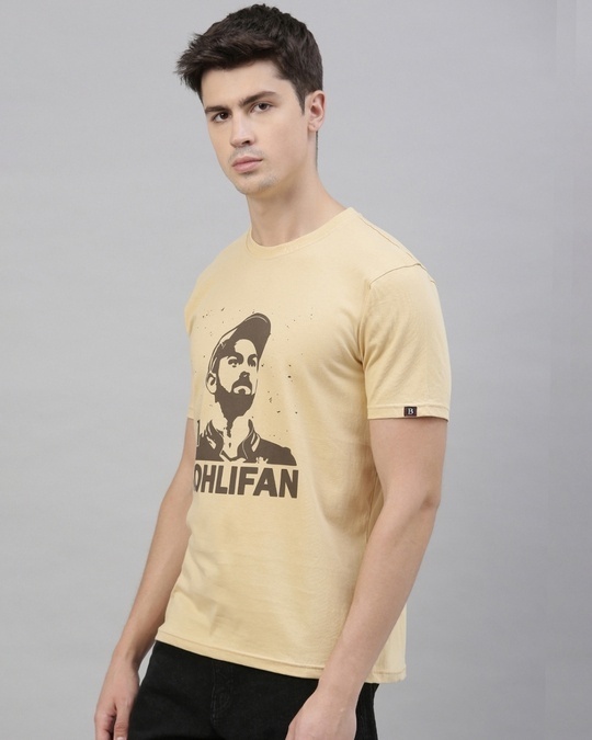 Shop Men's Beige Iam Kohli Fan Graphic Printed T-shirt-Back
