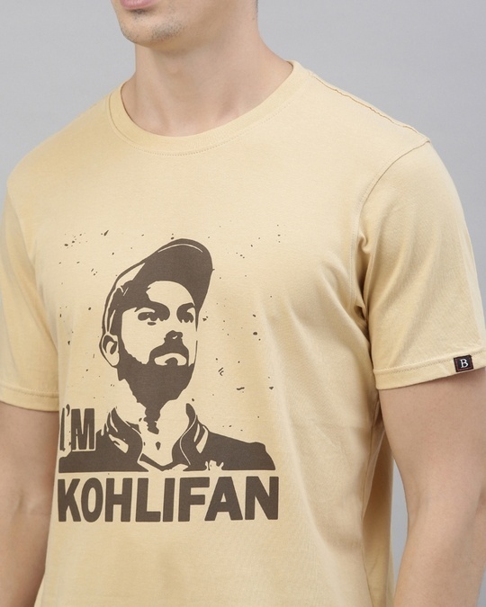 Shop Men's Beige Iam Kohli Fan Graphic Printed T-shirt-Full