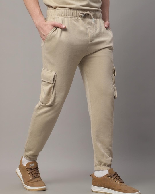 Buy Men's Beige Relaxed Fit Cargo Joggers Online at Bewakoof