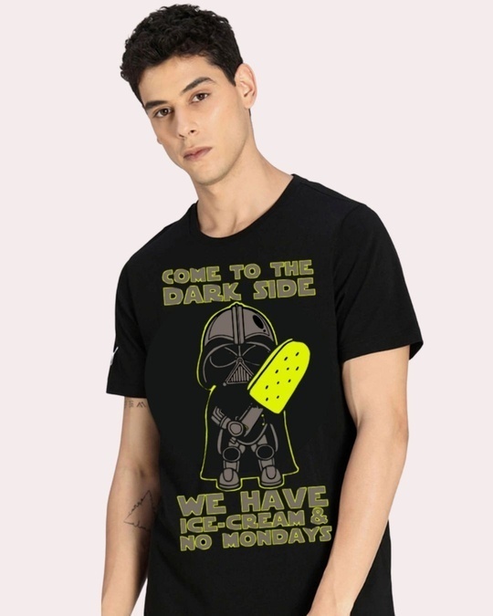 Shop Men's Black Come To The Dark Side Graphic Printed T-shirt-Front