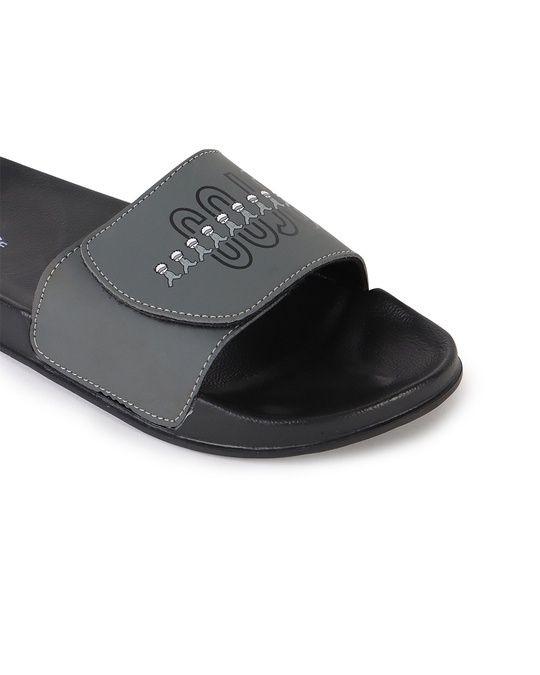 Buy Men's Black Gojo Satoru Velcro Sliders Online in India at Bewakoof