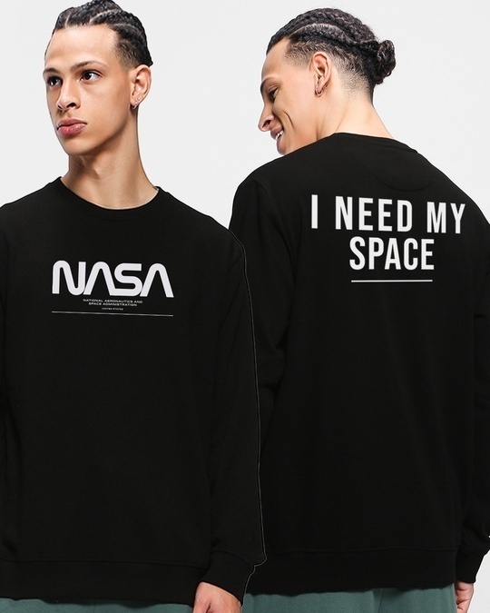 Buy Men s Black I Need My Space NASA Typography Sweatshirt Online at Bewakoof