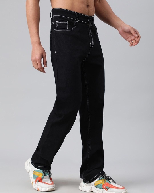 Buy Men's Black Loose Fit Jeans Online at Bewakoof