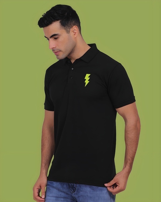 Shop Men's Black Lightning Bolt Printed T-shirt-Back