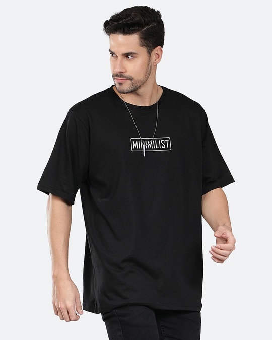 Buy Men's Black Minimilist Typography Oversized T-shirt Online at Bewakoof