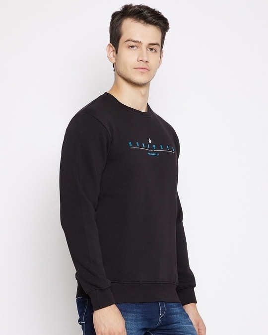 Shop Men's Black Printed Fleece Blend Sweatshirt-Full