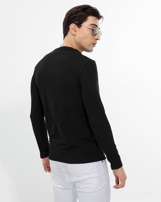 Shop Men's Black Slim Fit Cotton T-shirt-Back
