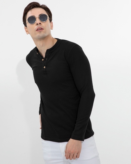 Shop Men's Black Slim Fit Cotton T-shirt-Design