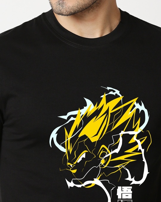Shop Men's Black Super Saiyan Two Vegeta Printed T-shirt