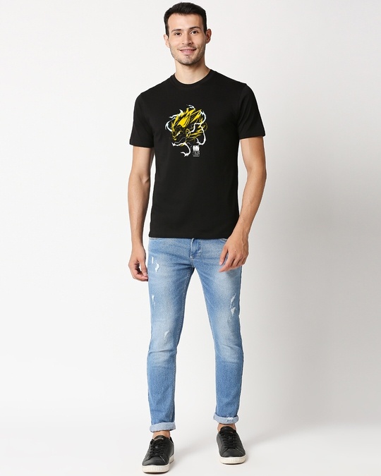 Shop Men's Black Super Saiyan Two Vegeta Printed T-shirt